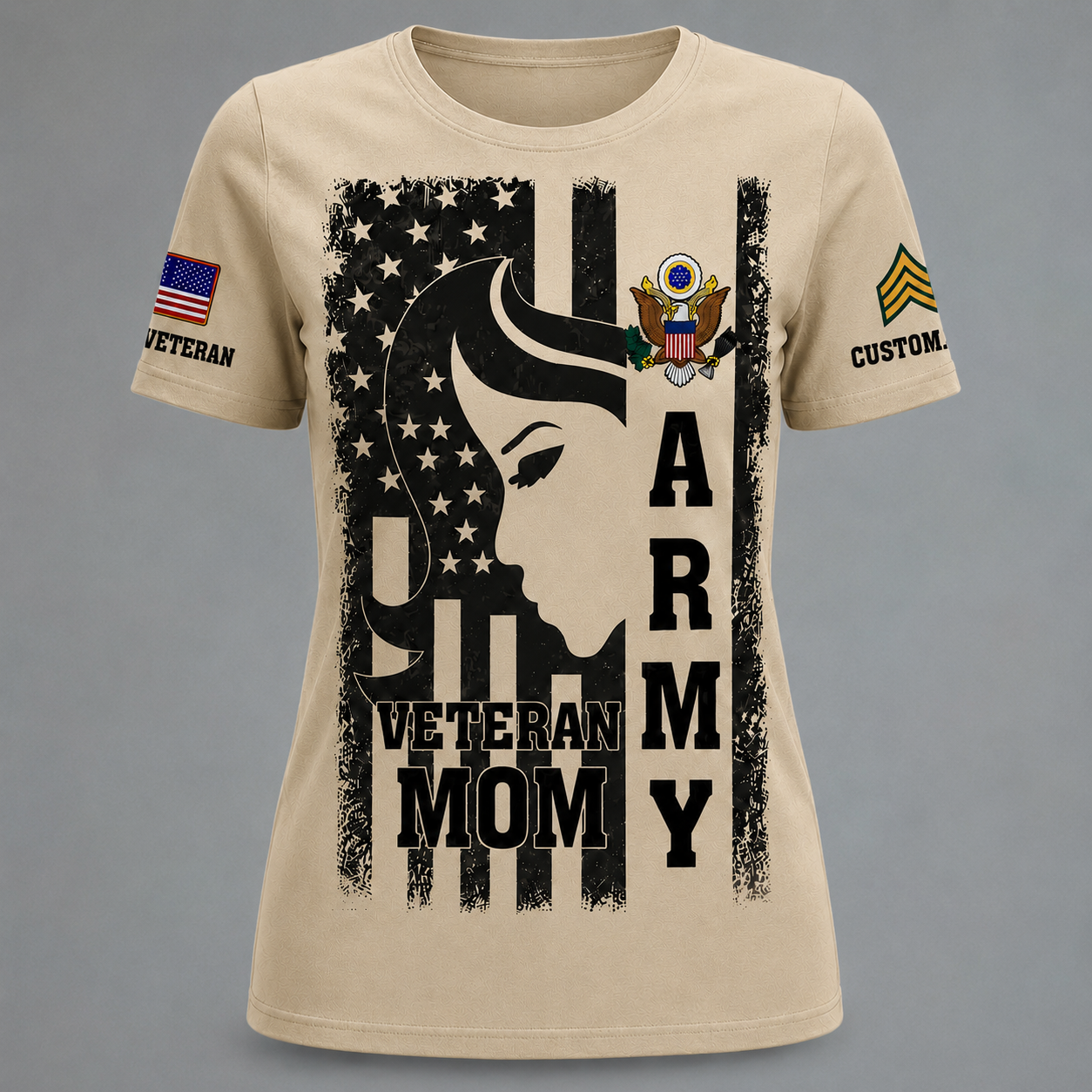 Veteran Mom Custom Rank T-Shirt – Personalized Military Mom Appreciation Shirt