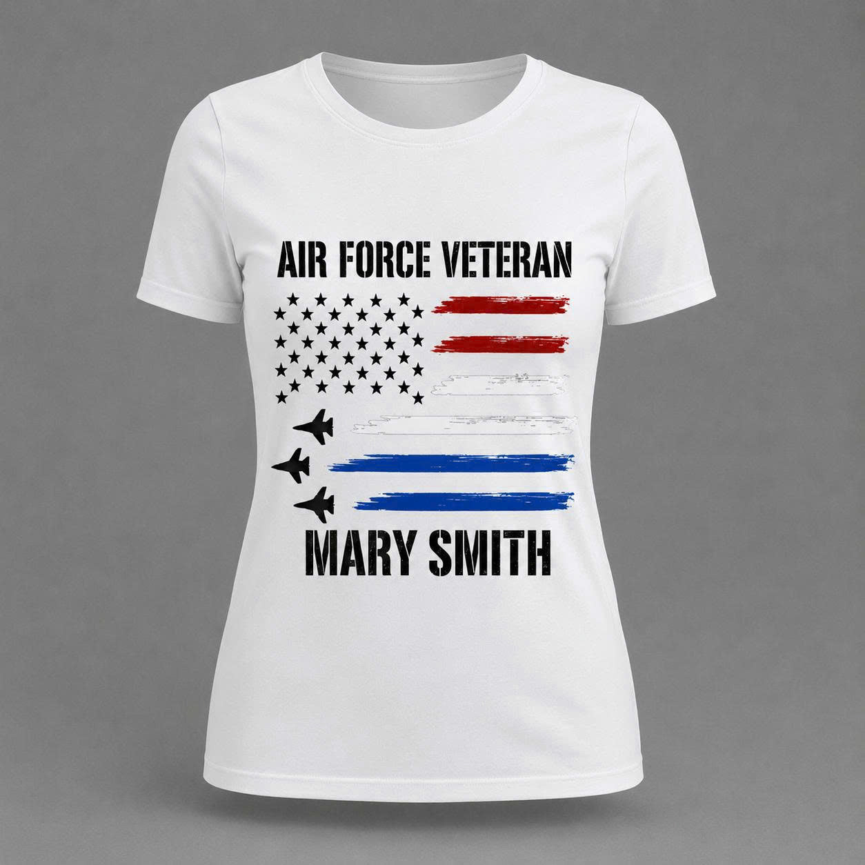 Personalized Air Force Veteran Flag T-Shirt – Custom Name Military Appreciation Shirt