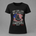 Personalized Combat Boots Military Women T-Shirt – Custom Name Veteran Pride Shirt