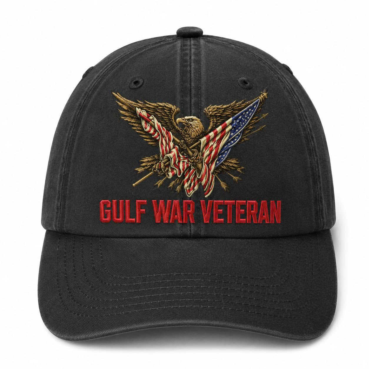 One Nation Under God Embroidered Patriotic Cap – American Flag & Rifle Military Hat