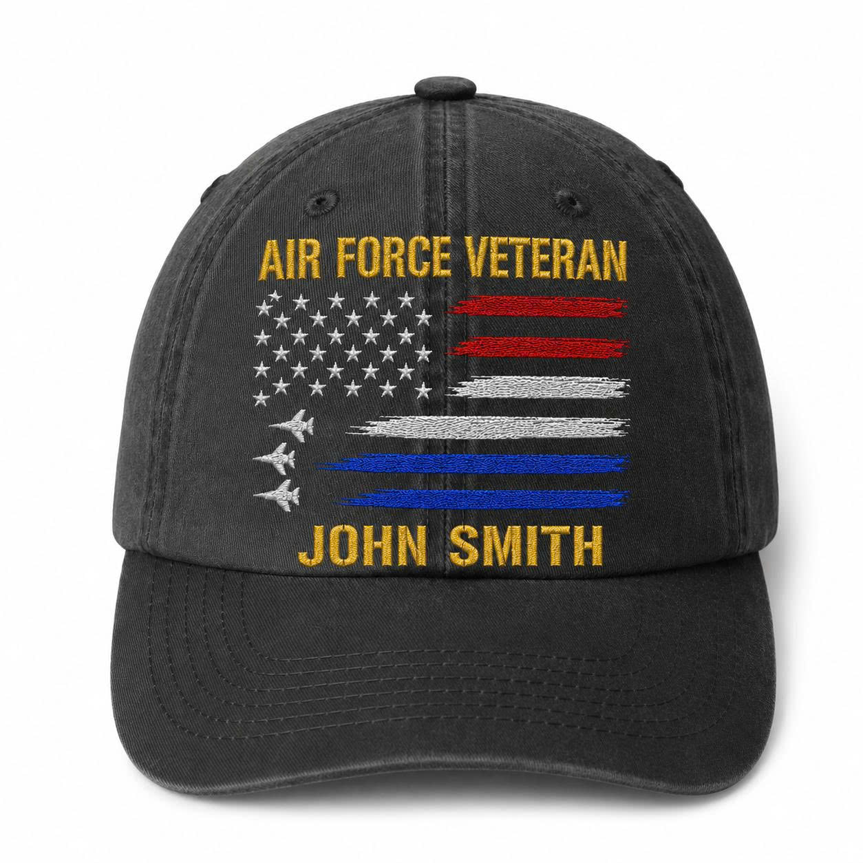 Personalized Air Force Veteran Embroidered Hat – Custom Name Military Baseball Cap