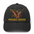 Proudly Served Embroidered Veteran Cap – Bald Eagle American Flag Military Patriotic Baseball Hat