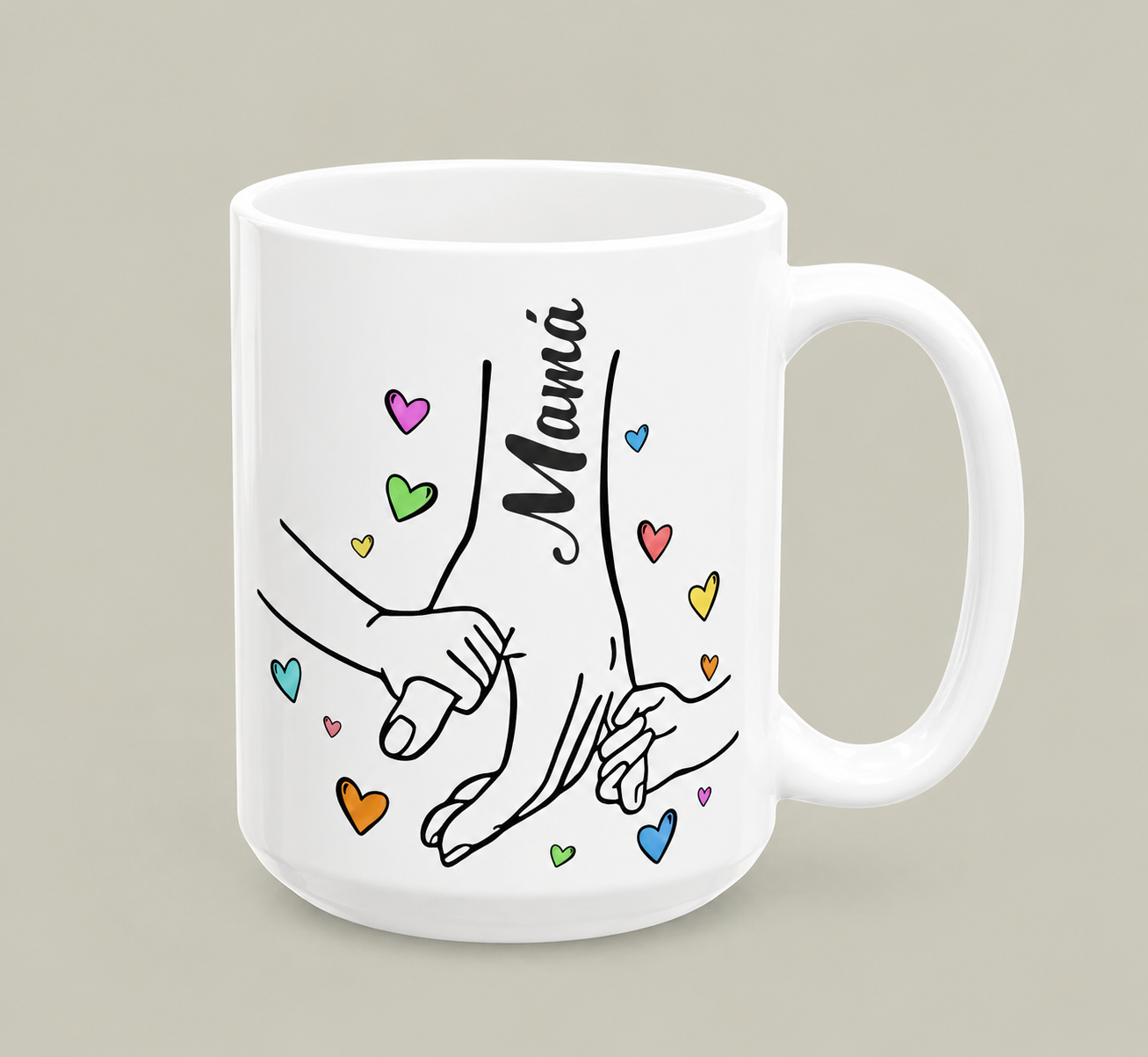 Personalized Mama & Kids Hand Holding Mug – Custom Name Family Love Coffee Cup