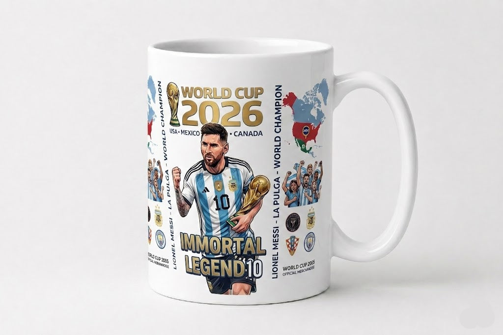 Lionel Messi Immortal Legend 10 World Cup 2026 Mug – Argentina GOAT Soccer Fan Mug ⚽🏆
