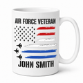 Personalized Air Force Veteran Mug – Custom Name USA Military Coffee Mug for Veterans 🇺🇸✈️