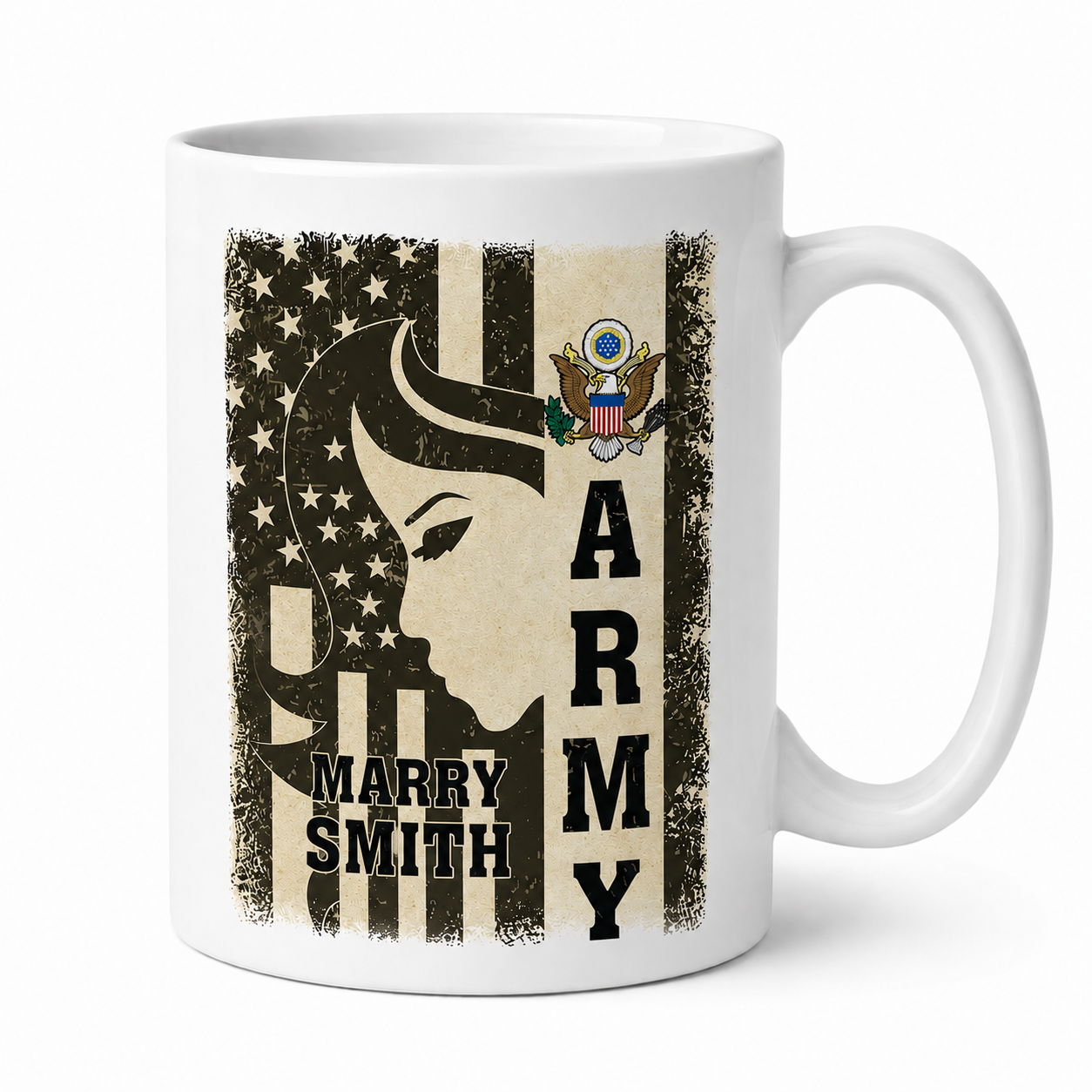 Personalized Army Veteran Mom Mug – Custom Name Military Family Coffee Mug 🇺🇸❤️