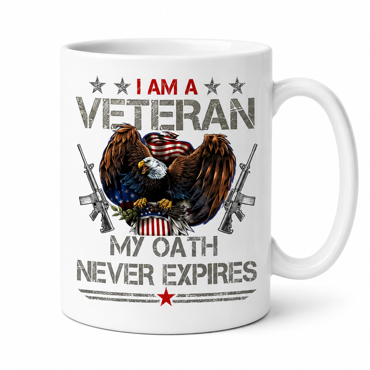 I Am A Veteran My Oath Never Expires Mug – Patriotic Eagle Veteran Coffee Mug Gift