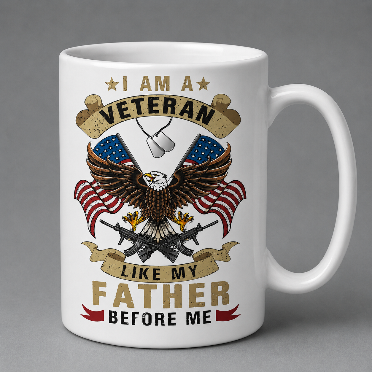 I Am A Veteran Like My Father Before Me Mug – Patriotic Veteran Coffee Mug Gift for Military Families
