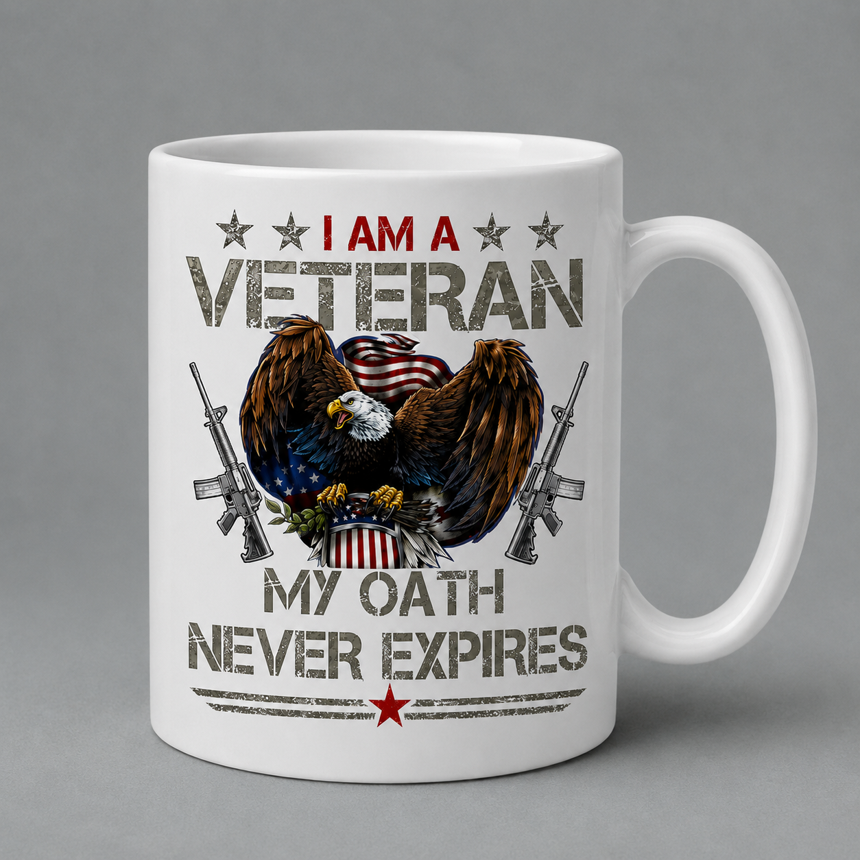 I Am A Veteran My Oath Never Expires Mug – Patriotic Eagle Veteran Coffee Mug Gift