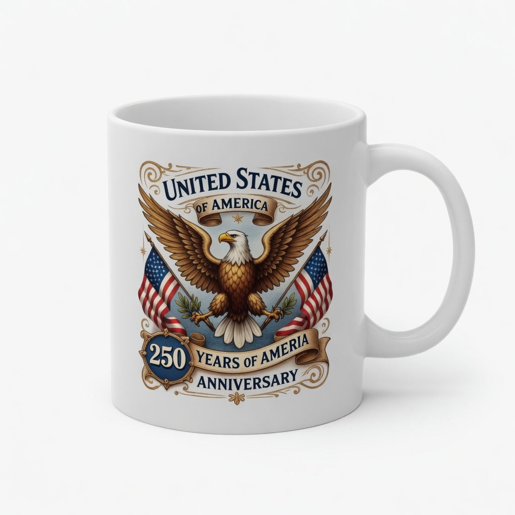 250ml Independence Day USA Ceramic Mug – Patriotic American Coffee Cup 🇺🇸☕