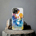 Personalized Mom & Daughter iPhone Case – Watercolor Love Silhouette | Custom Name Gift for Mom