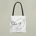 She Is Strong Tote Bag – Minimalist Feminist Canvas Bag | Empowering Gift for Women