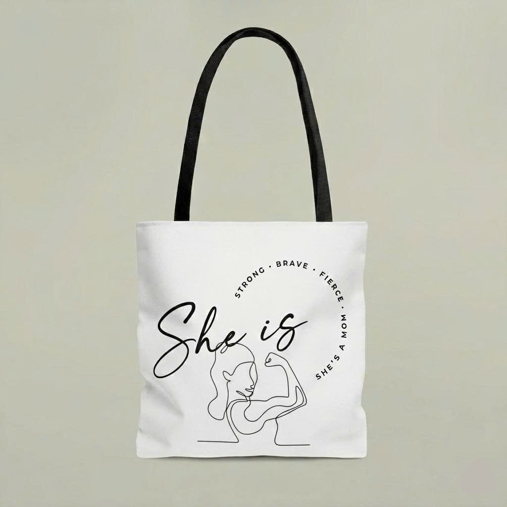 She Is Strong Tote Bag – Minimalist Feminist Canvas Bag | Empowering Gift for Women