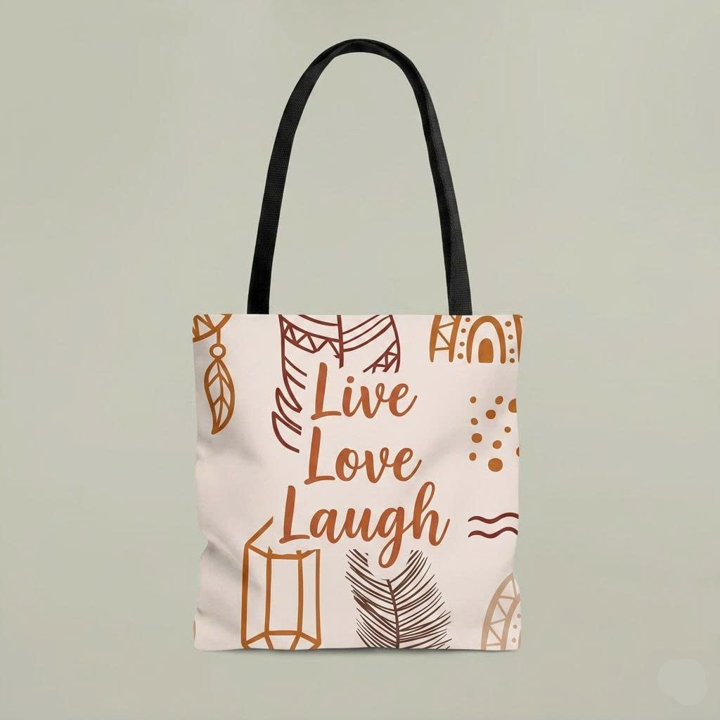 Live Love Laugh Tote Bag – Boho Minimalist Canvas Bag | Inspirational Gift for Women