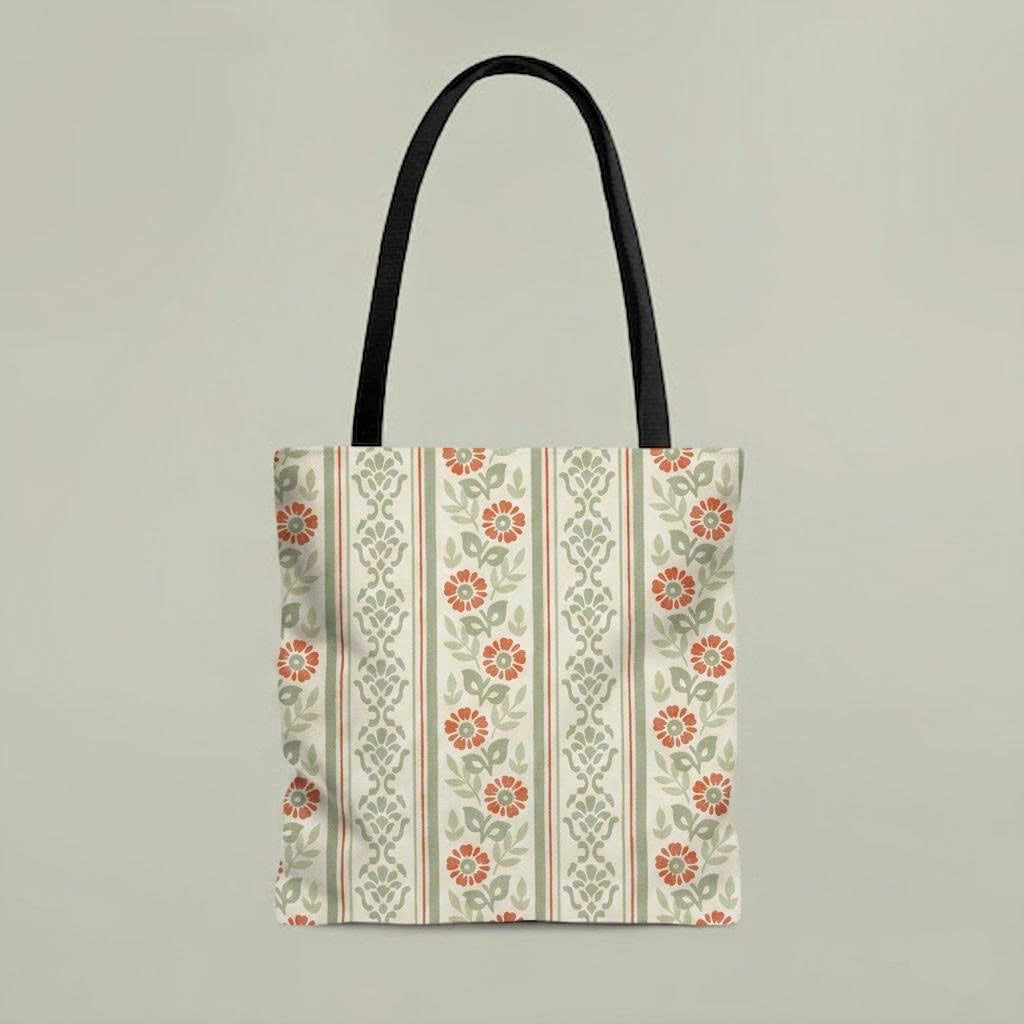 Vintage Floral Tote Bag – Cottagecore Aesthetic Canvas Bag | Neutral Pattern Everyday Tote