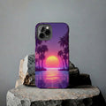 Retro Sunset Palm iPhone Case – Aesthetic Vaporwave Beach Phone Case