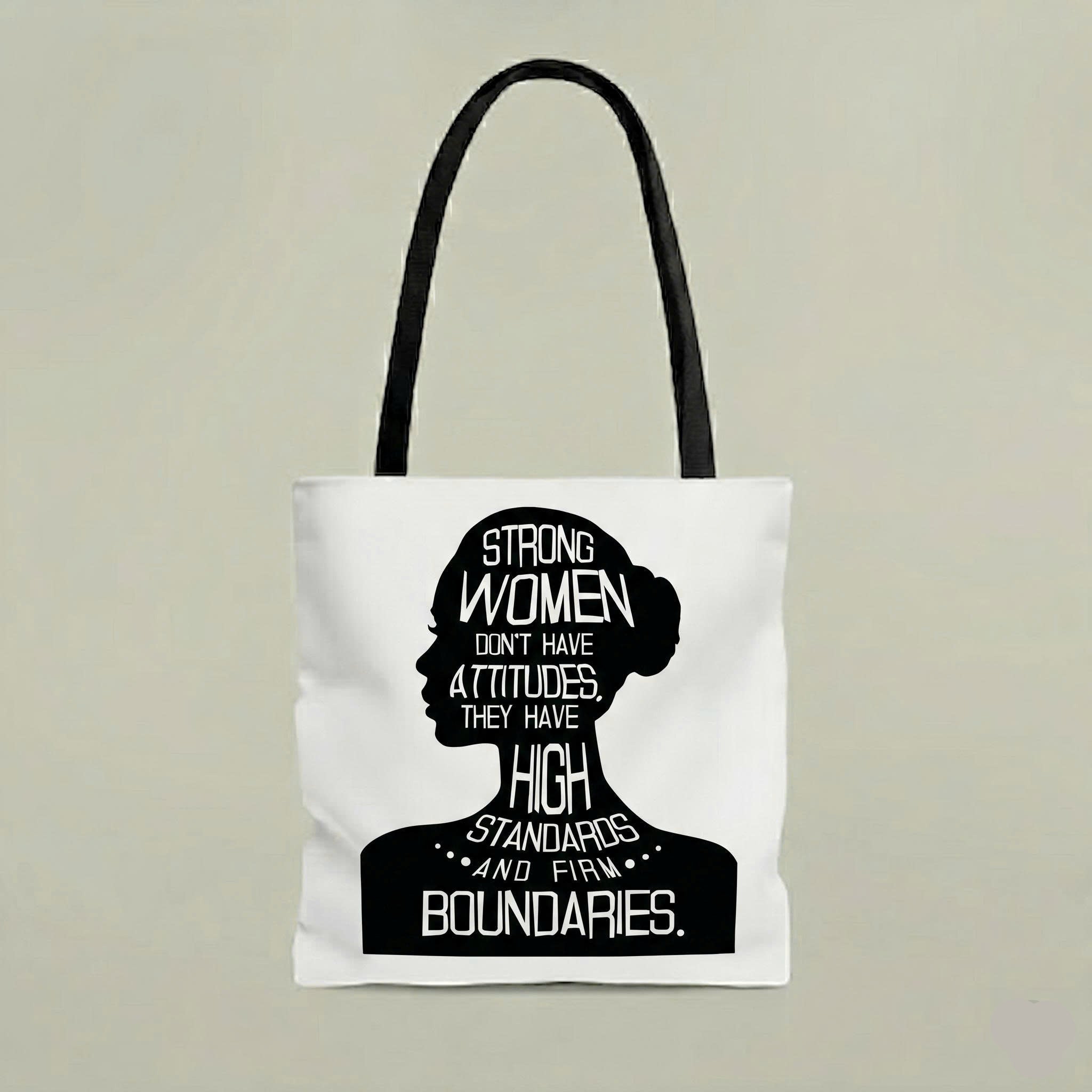 Strong Women Quote Tote Bag – Empowering Feminist Canvas Tote, High Standards & Boundaries Gift for Women