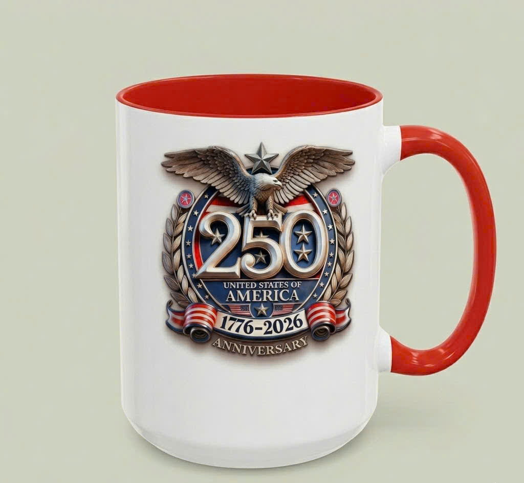 Custom 250th Anniversary USA Mug – Personalized Patriotic Eagle Coffee Mug 🇺🇸🦅