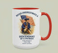 Custom Descendant of a Patriot Mug – Personalized Revolutionary War Heritage Coffee Mug 🇺🇸⚔️
