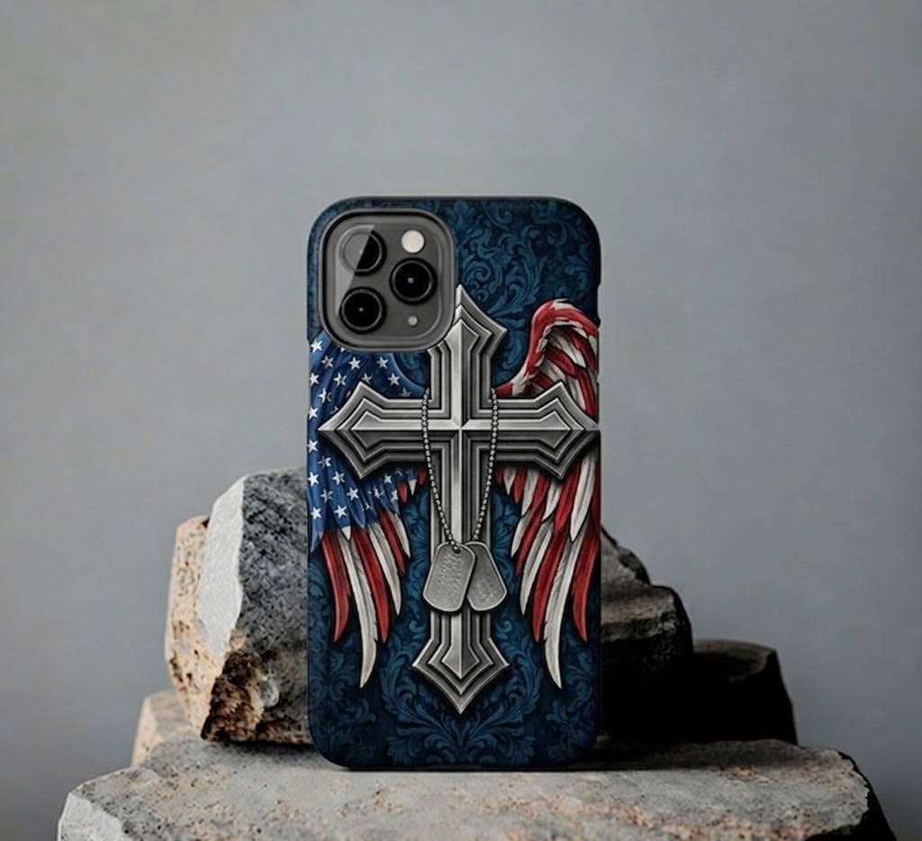Patriotic Cross Wings iPhone Case – Christian USA Phone Cover