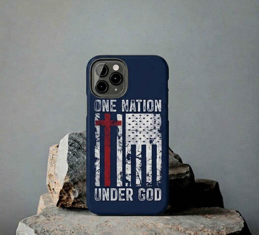 One Nation Under God Phone Case – Christian Patriotic USA Flag iPhone Case 🇺🇸✝️